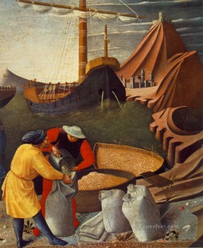 フラ・アンジェリコ Painting - 聖ニコラスの物語 聖ニコラスが船を救う ルネサンス フラ アンジェリコ